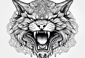 Powerful Himalayan smoosh face cat that looks like a dragon roaring tattoo idea