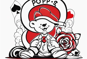 Simple memorial tattoo with the date August 13,2024 involving poker, and the name”pops” tattoo idea