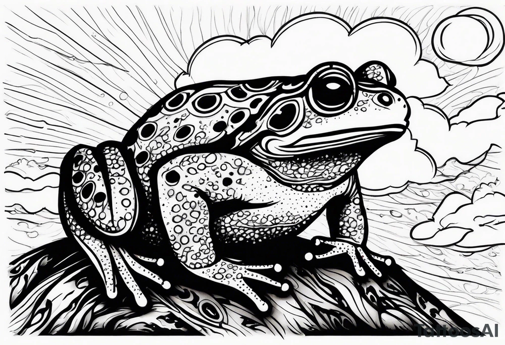 A toad in a thunderstorm tattoo idea