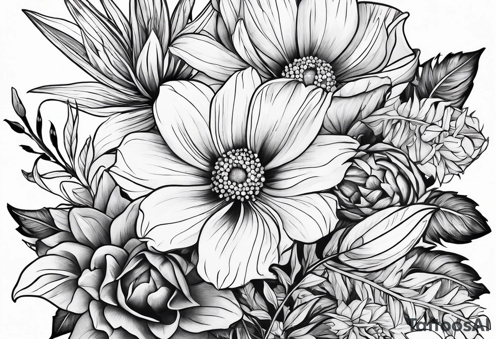 California native flowers tattoo idea