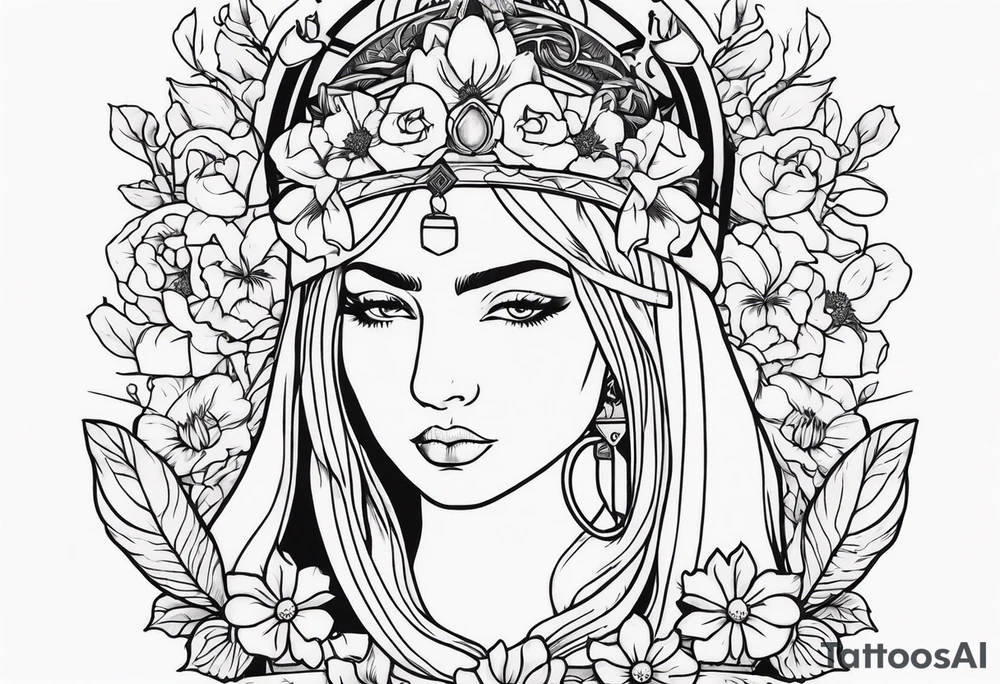 tarot justice woman flowers tattoo idea