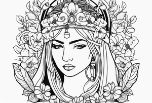 tarot justice woman flowers tattoo idea