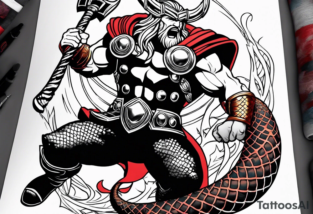 Thor getting eaten by the world serpent tattoo idea