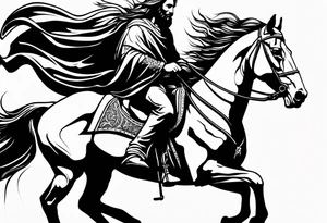 Jesus riding horse with king of kings tattoo on leg tattoo idea