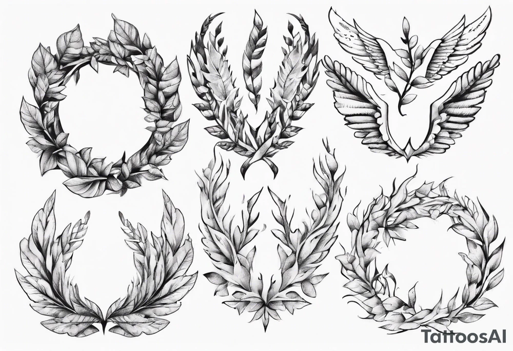 wreath leaves Wings tattoo idea