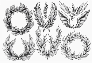 wreath leaves Wings tattoo idea