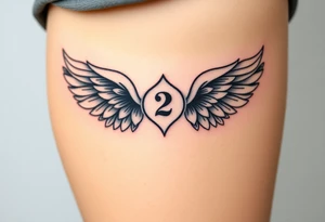 sunflower, wings, or halo with a 2 of clubs tattoo idea
