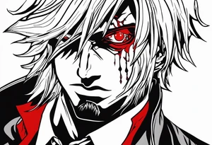 Bloody tears flow from Alucard's eyes in Hellsing tattoo model tattoo idea