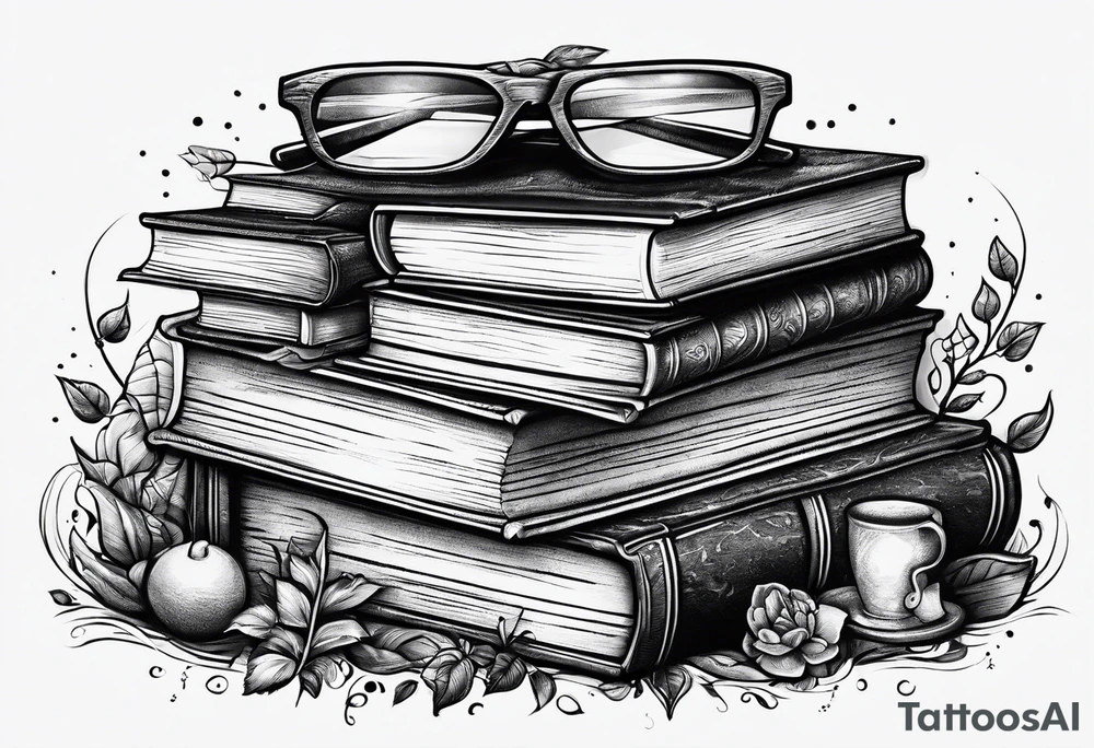 Stack of books as a jigsaw puzzle tattoo idea