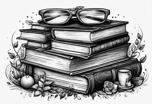 Stack of books as a jigsaw puzzle tattoo idea