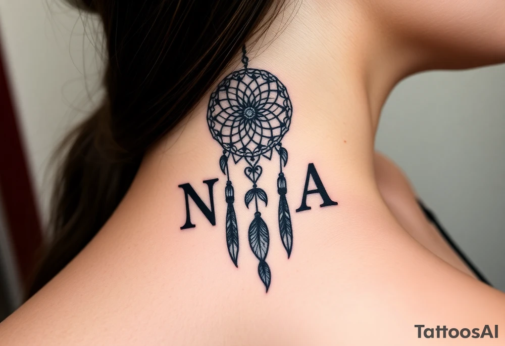 Nia letters with a dreamcatcher tattoo idea