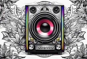 Trippy subwoofer tattoo idea