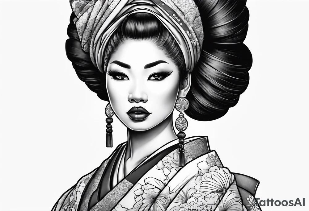 African geisha Japanese traditional style tattoo tattoo idea