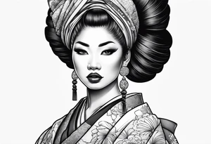 African geisha Japanese traditional style tattoo tattoo idea