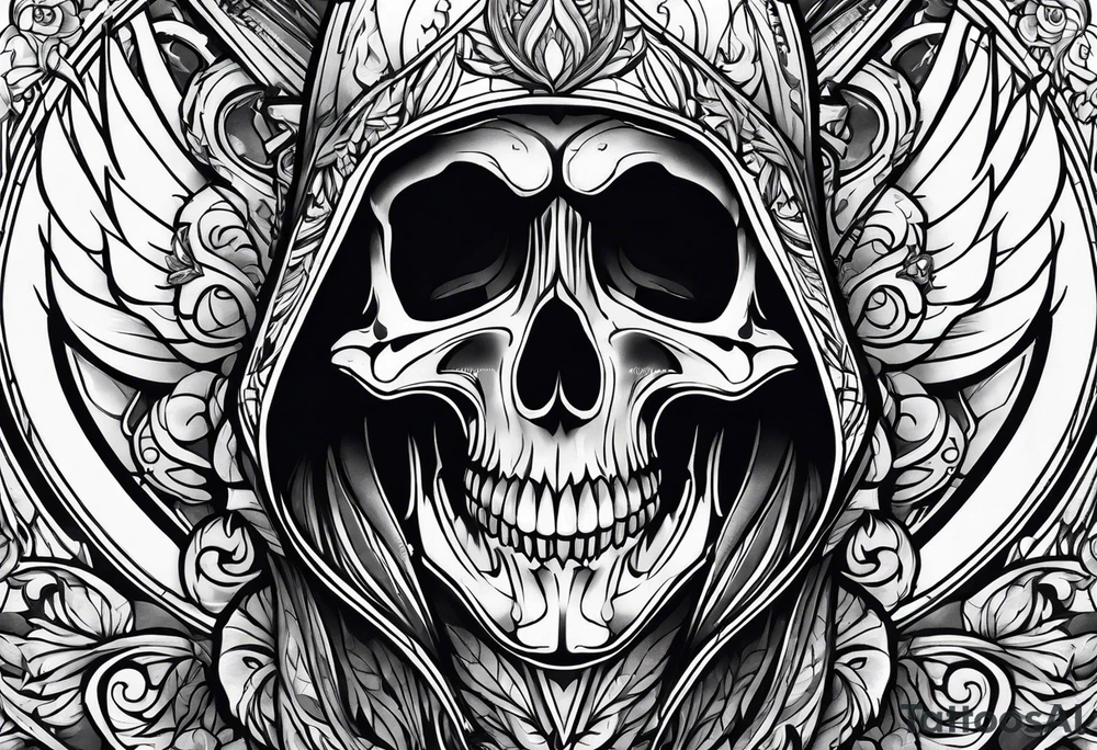 Stomach tattoo 
Reaper tattoo idea