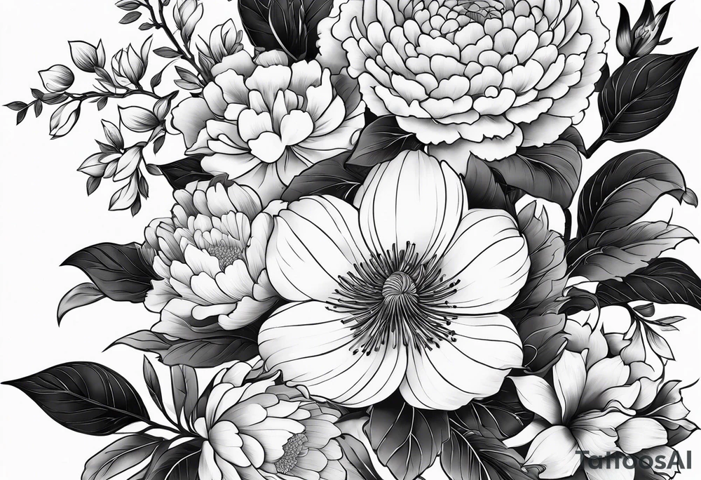 traditional Japanese flowers, whole sleeve tattoo idea