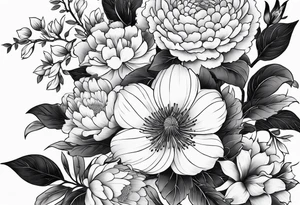 traditional Japanese flowers, whole sleeve tattoo idea