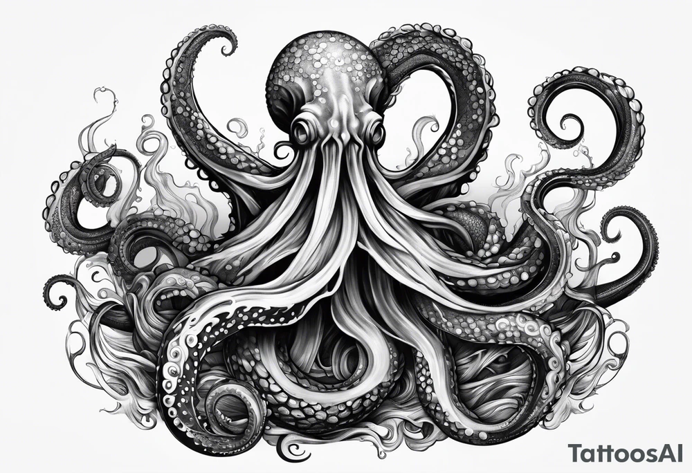 Kraken tentacles coming out of water tattoo idea
