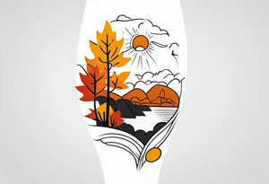 knee tattoo in fall color masculine design with no faces tattoo idea