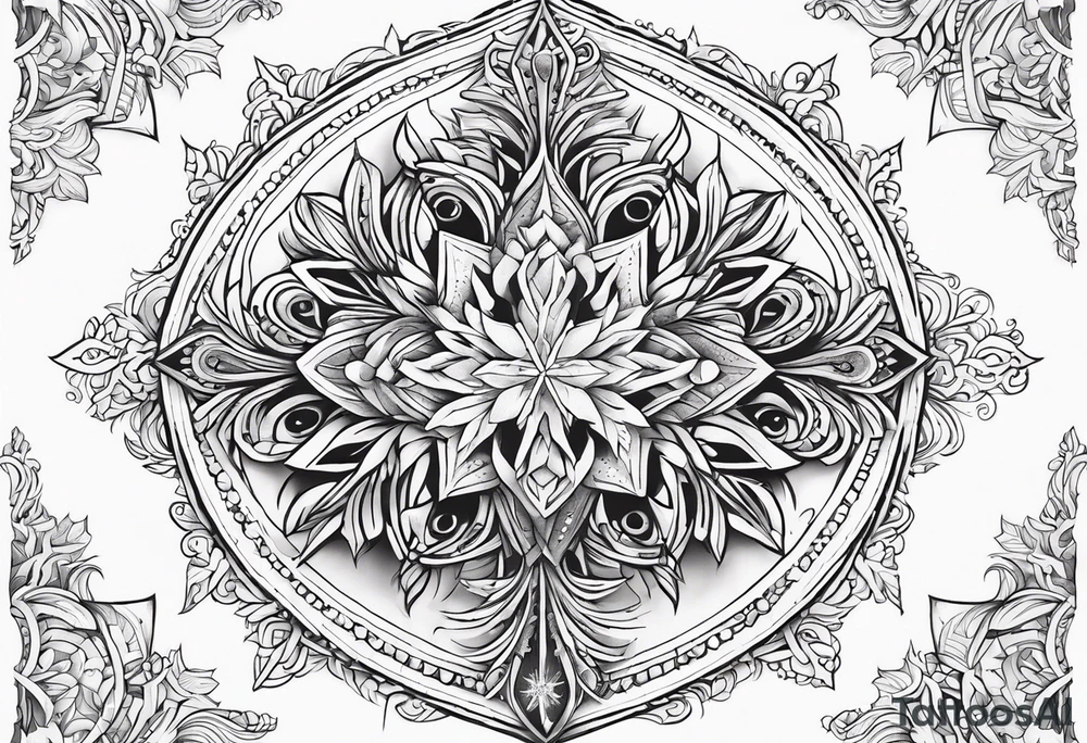 Animal cute , celestial, cross, snowflake tattoo idea