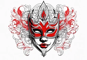 Male masquerade mask with red smoke tattoo idea