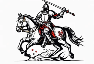 Templer knight on horse with sword an shield tattoo idea