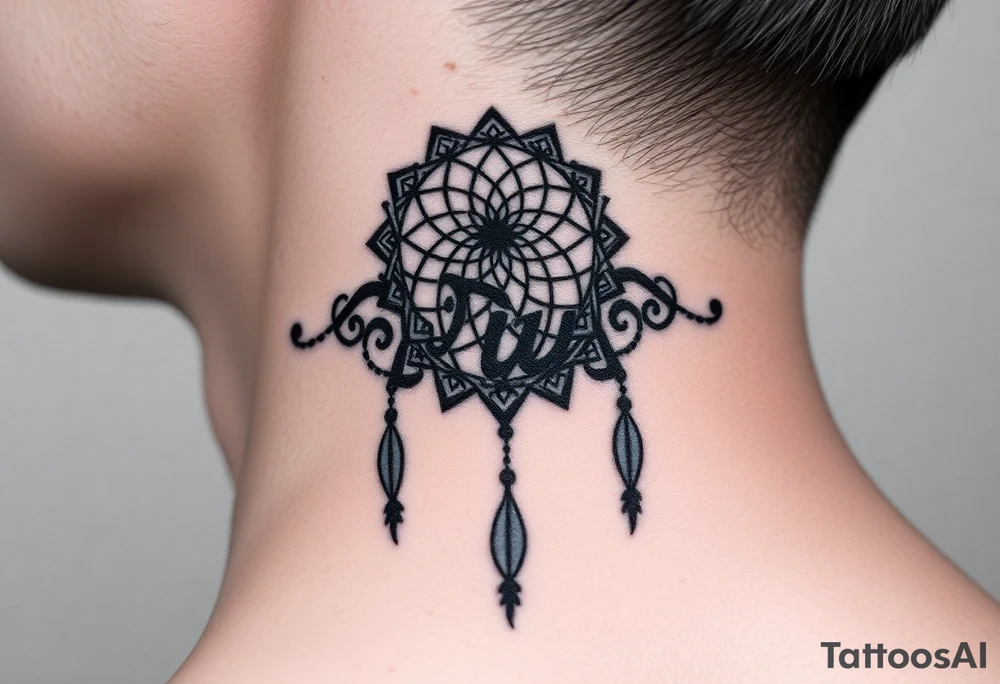 Name Nia in a  dreamcatcher tattoo idea