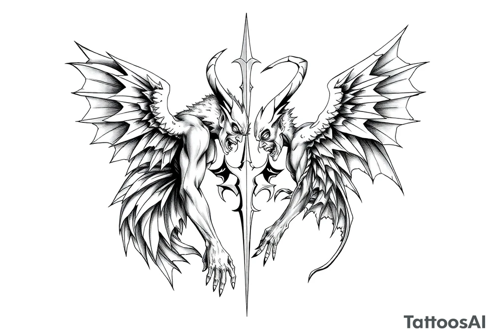 angels vs demons sleeves tattoo idea