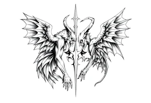 angels vs demons sleeves tattoo idea