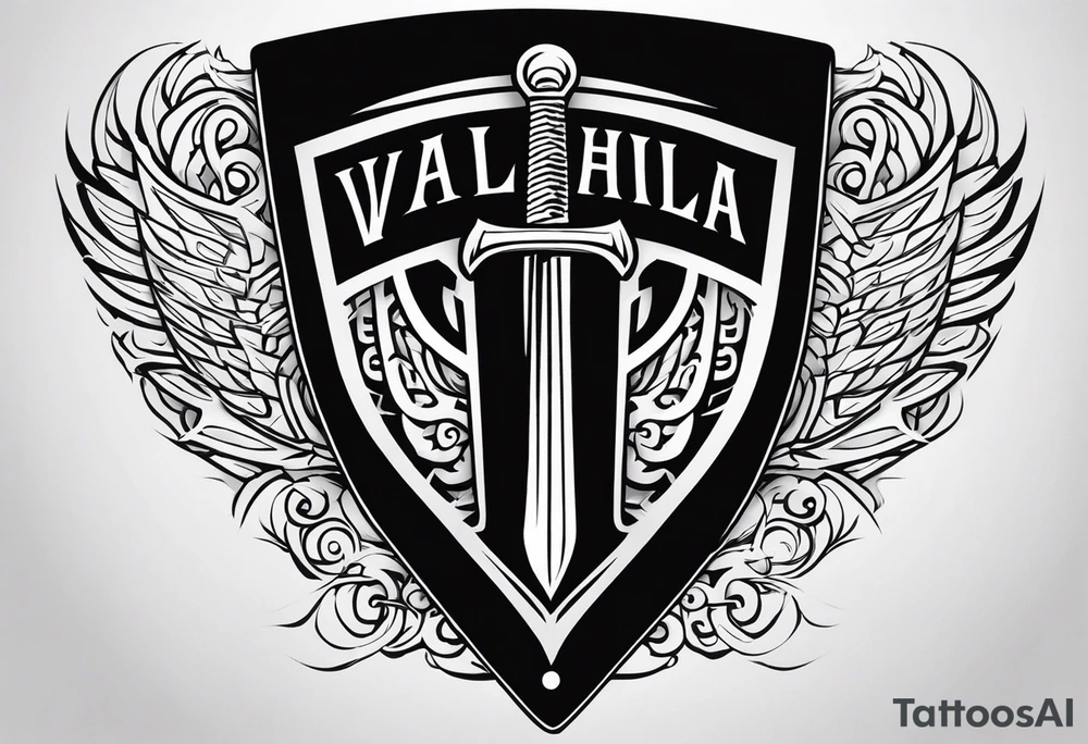 Valhalla stairs sword shield tattoo idea