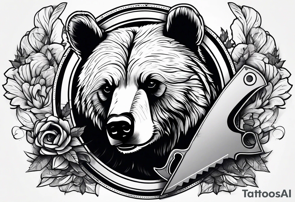 bear with saw tattoo idea
