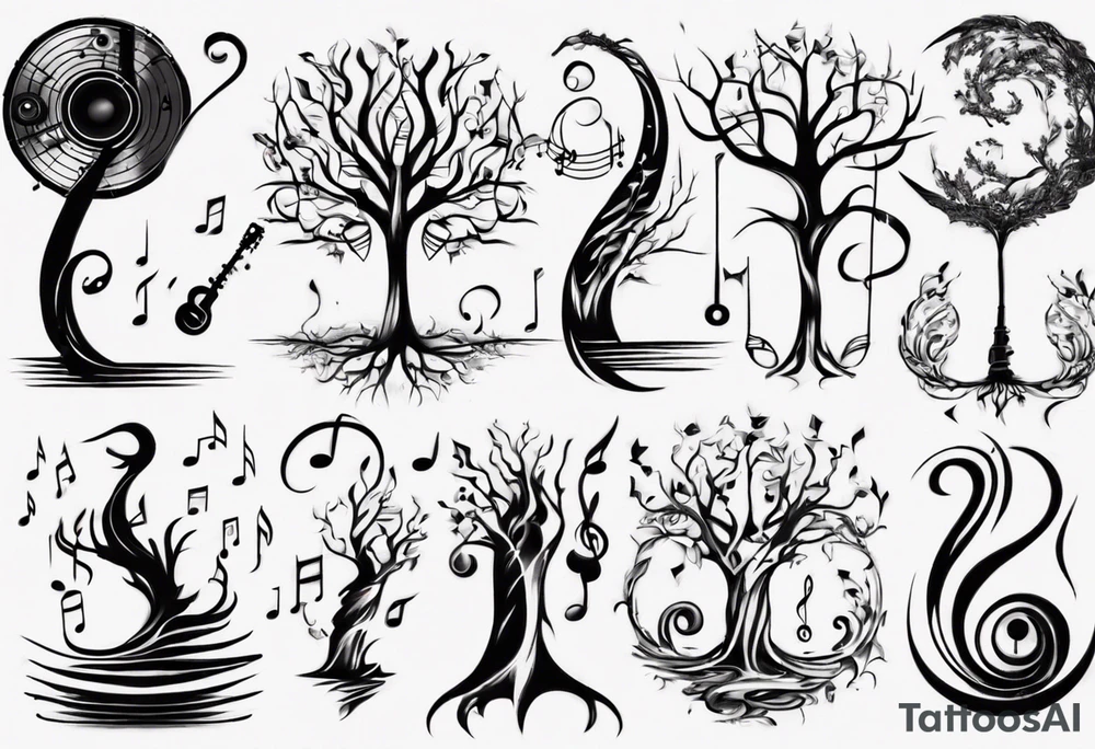 music speaker note tree staff tattoo idea