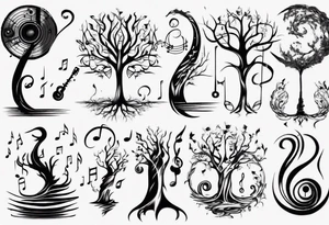 music speaker note tree staff tattoo idea