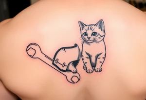 A cold bud light a flip flop a wrench and a kitten all in one memorial tattoo tattoo idea