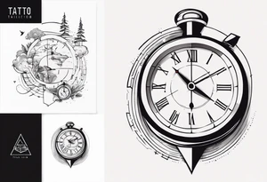Very Simple tattoo combining elements of time, travel, and direction. It should take only an hour to finish. tattoo idea