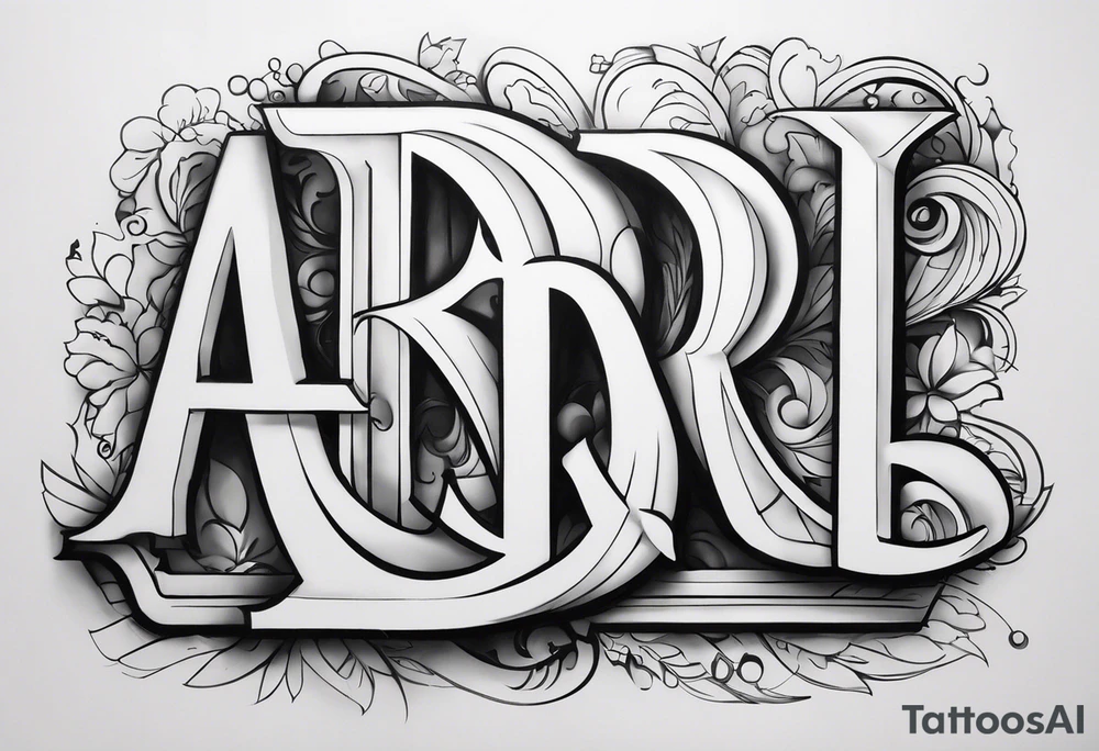 The letters AR together with the words always ready going down the side of the letters tattoo idea
