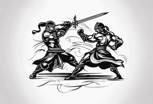 Warriors fighting tattoo idea