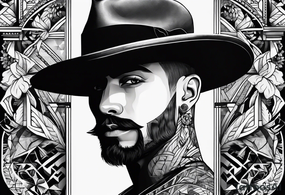 a man with a hat tattoo idea