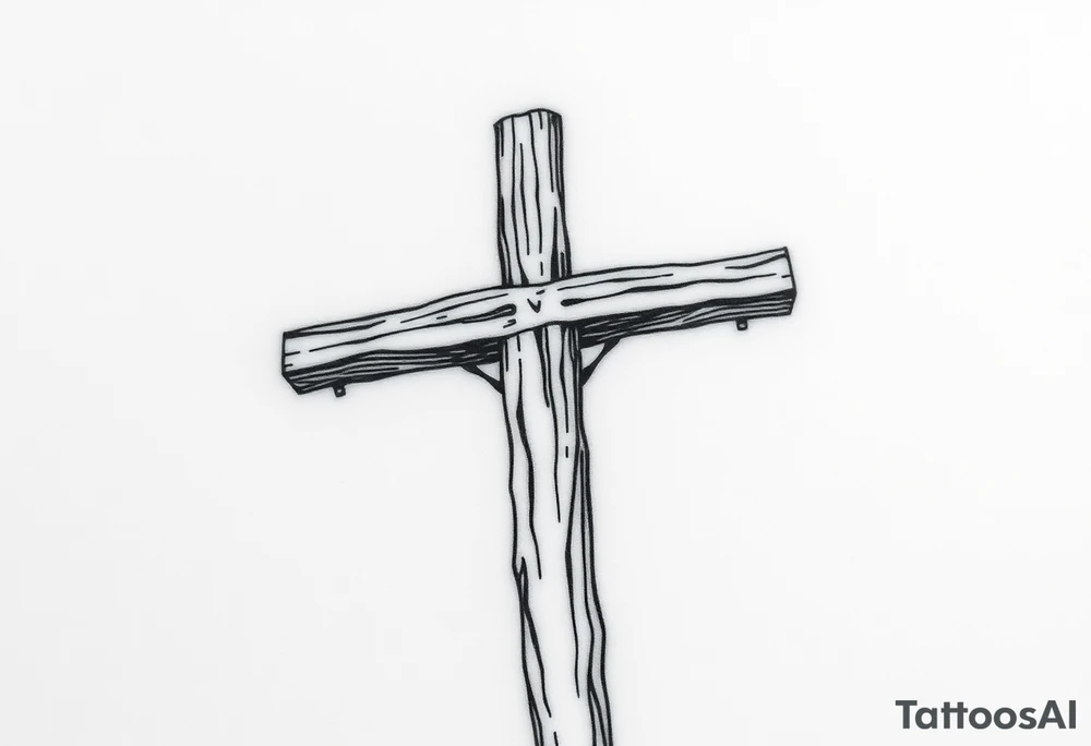 a wooden 12kv pole. Make the pole a cross that has a hidden resemblance to god. tattoo idea