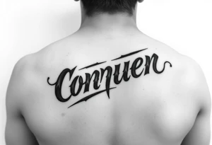 Conquer text tattoo idea