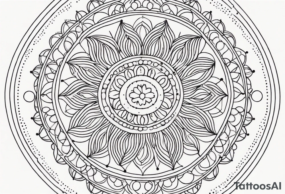 simple sunshine mandala made of black dots with circles tattoo idea simple sunshine mandala made of black dots with circles tattoo idea