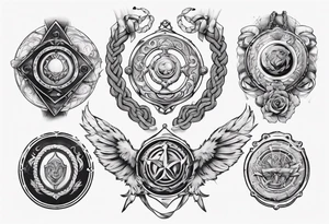 arm holding medallion with rope tattoo idea