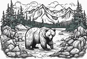 Bear with British Columbia landscape inside of it. tattoo idea