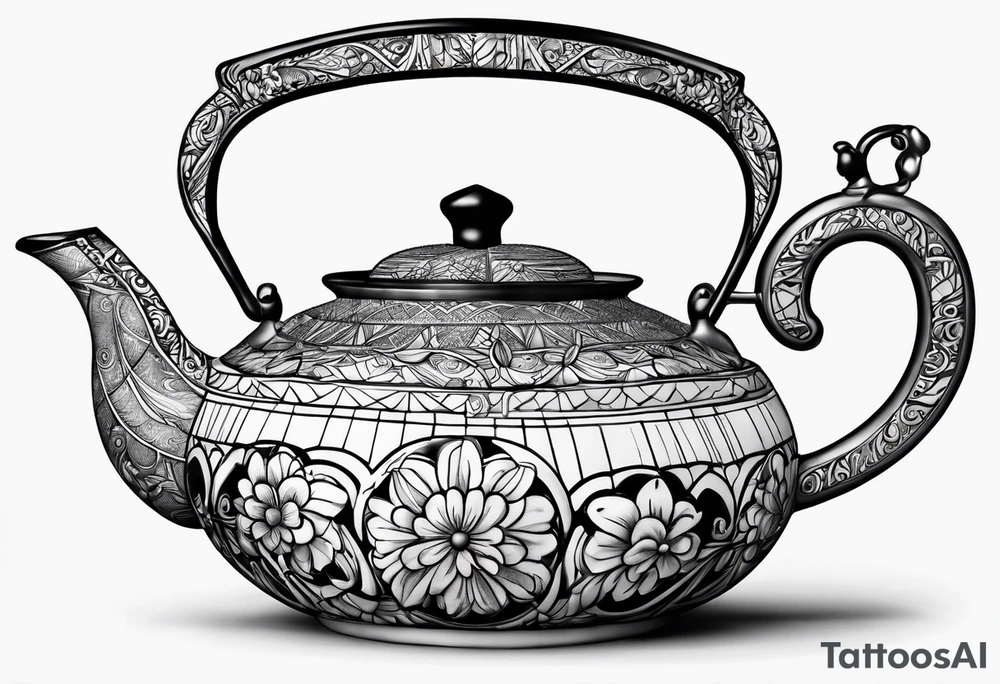 Teapot with 3-d cube tattoo idea