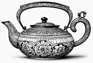 Teapot with 3-d cube tattoo idea
