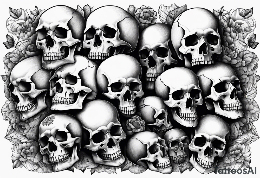 A lot of small skulls tattoo idea
