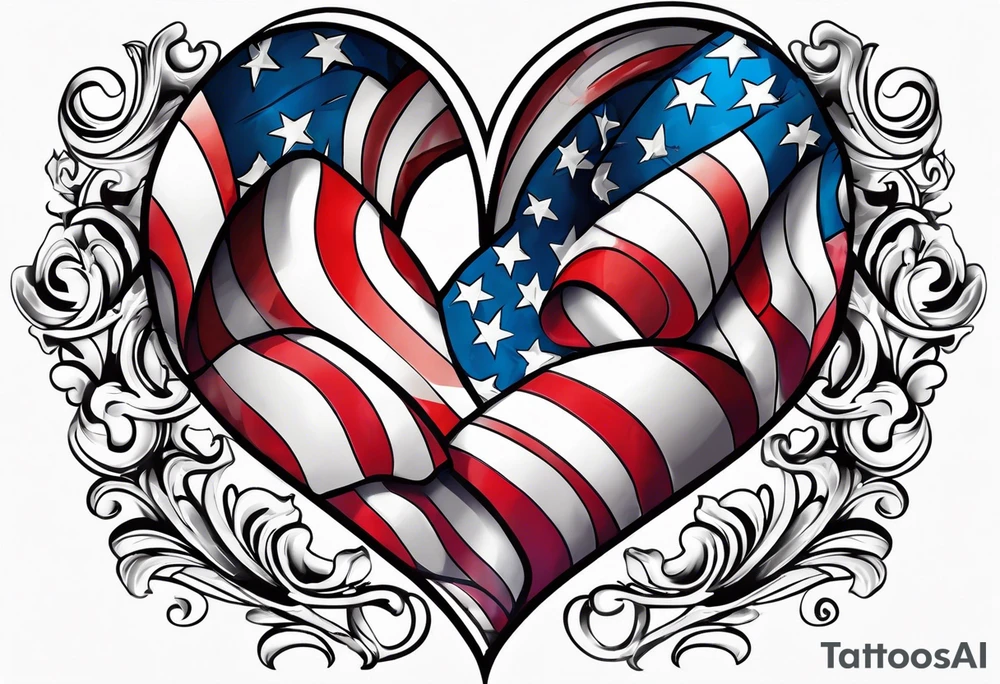 American flag in heart tattoo idea