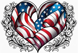 American flag in heart tattoo idea