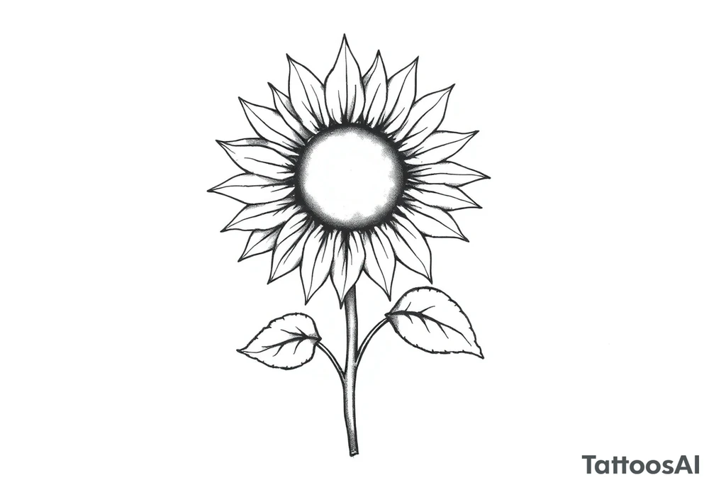 Sun rise sunflower with stem and leaves tattoo idea