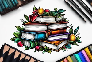 pile of books tattoo idea
